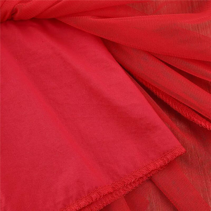 Christmas Toddler Baby Girl Striped Princess Party Tulle Dress Headband Red Stitching Clothing