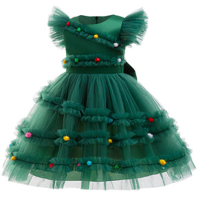 Christmas Party Girl Princess Dress Bow