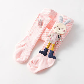 Spring Autumn Kids Knitted Children Pantyhose Cotton Double Needle Tights for Girls Cute Animal Baby Girl Winter Clothes