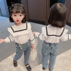 Girls Spring And Autumn Clothes Jeans Girls New Style