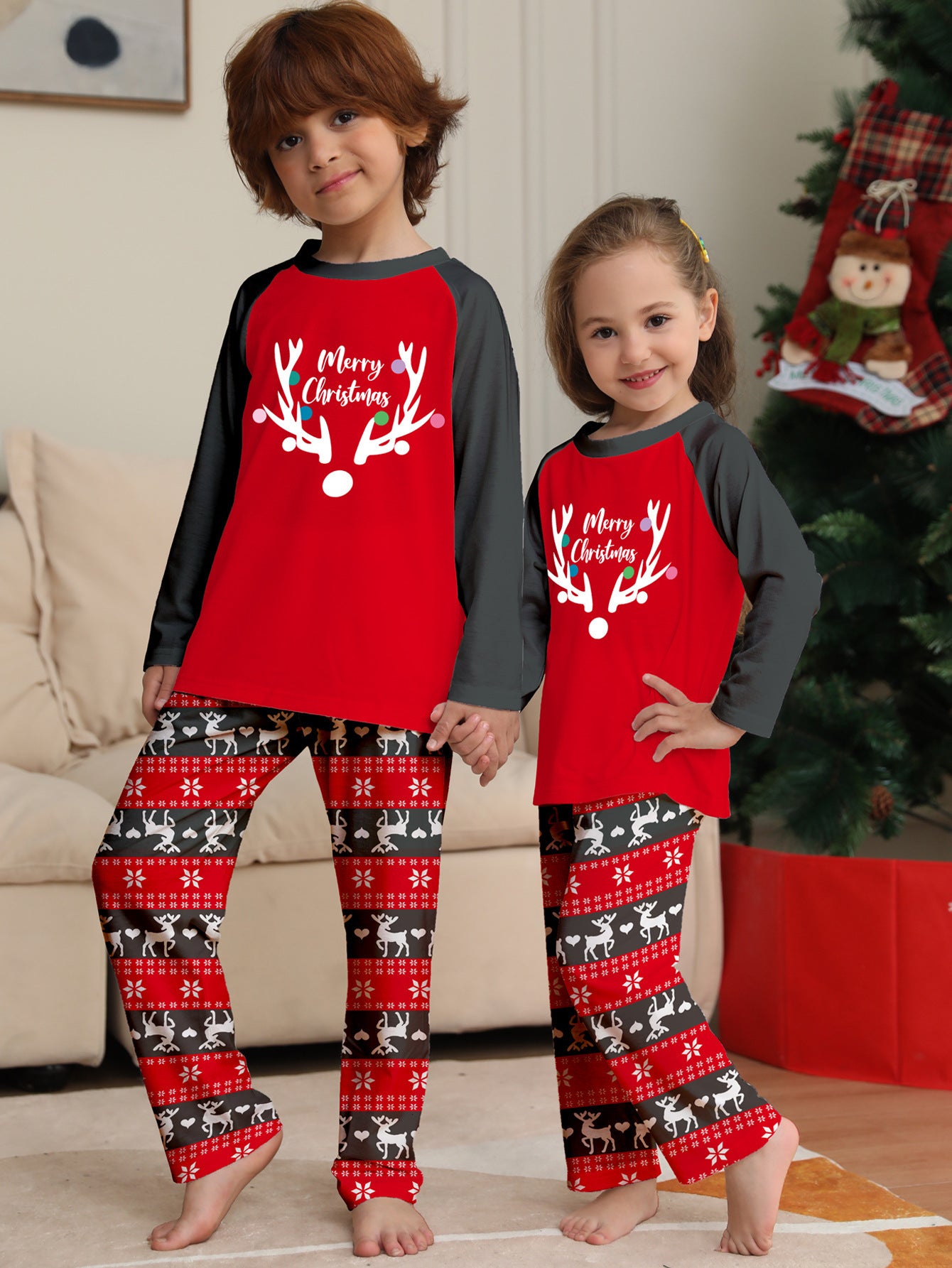 Deer Head Printed Christmas Parent-child Suit