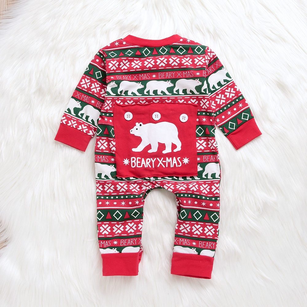 Infant Baby Boys Girls Christmas Santa XMAS Letter Plaid Romper Jumpsuit Outfits baby clothes winter clothe