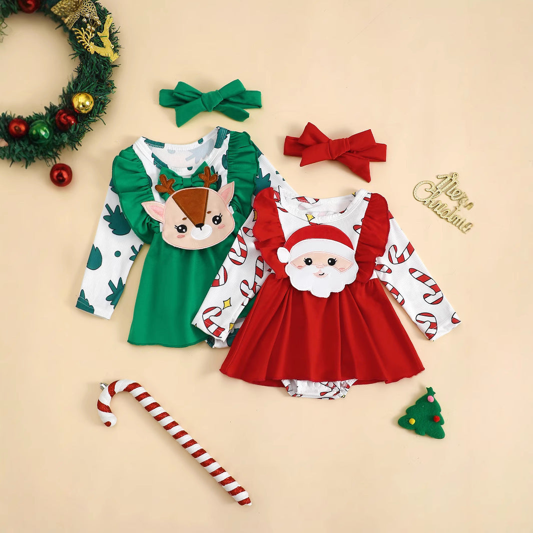 Baby Girl Christmas Skirt With Turban