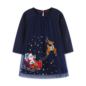 Christmas Girl Dress Cartoon Embroidered Patch