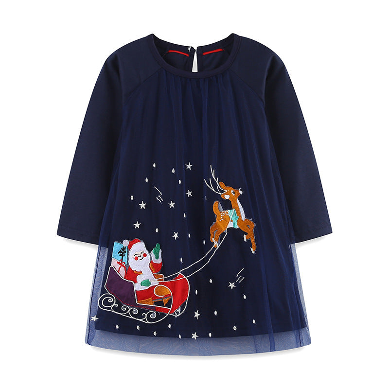 Christmas Girl Dress Cartoon Embroidered Patch