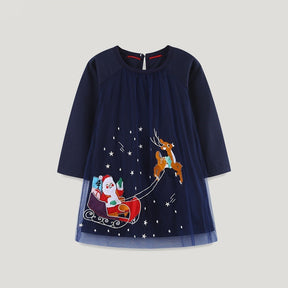 Christmas Girl Dress Cartoon Embroidered Patch