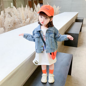 Girls Short Denim Jacket Spring And Autumn Clothes